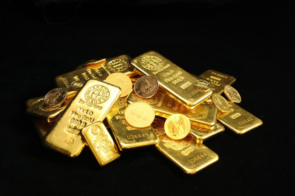 pièces rondes en or et en argent
