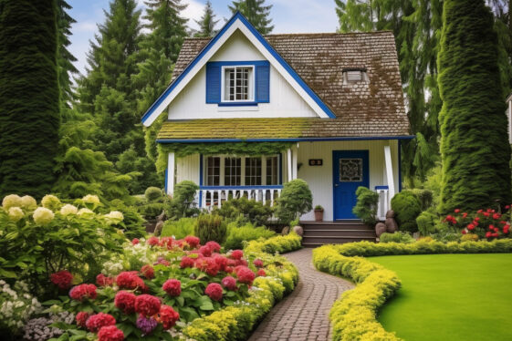Une maison avec un jardin