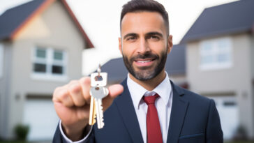 Un agent immobilier qui donne la clé