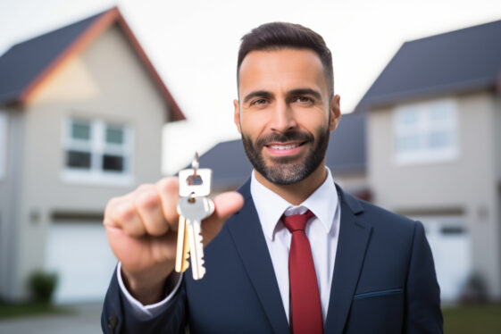 Un agent immobilier qui donne la clé